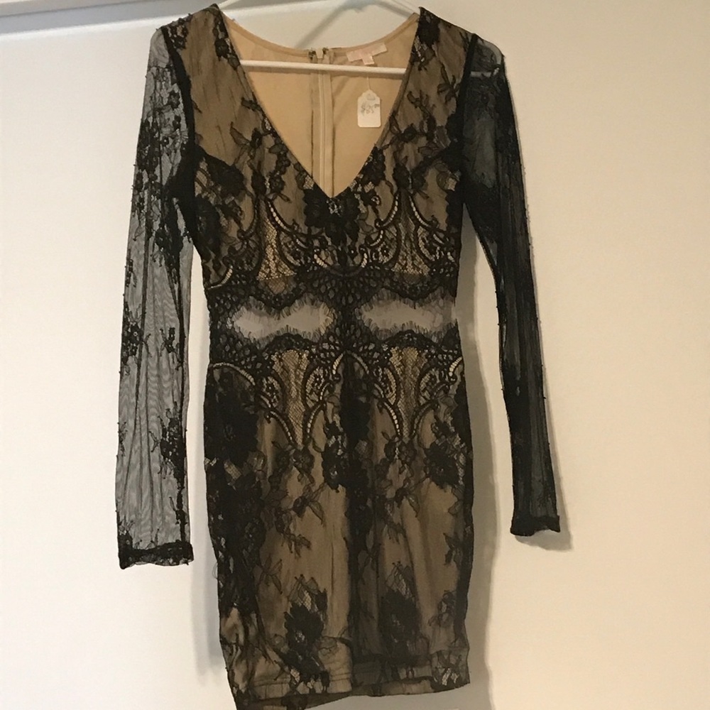 Black lace mini dress